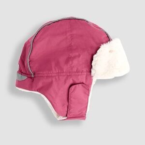 Jojo Maman Bebe Cozy Trapper Hat Pink Furry Sherpa Kids Winter Snow Ear Flaps
